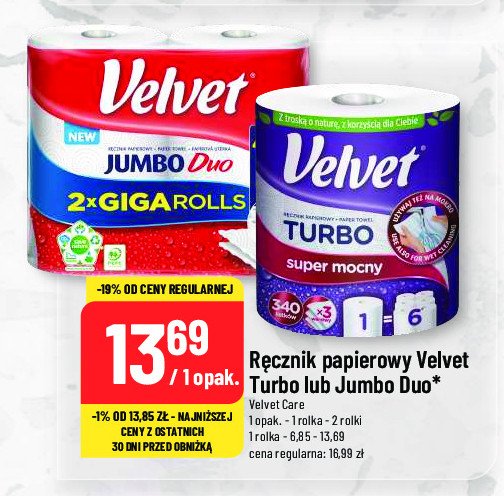 Ręcznik papierowy Velvet jumbo cena promocje opinie sklep