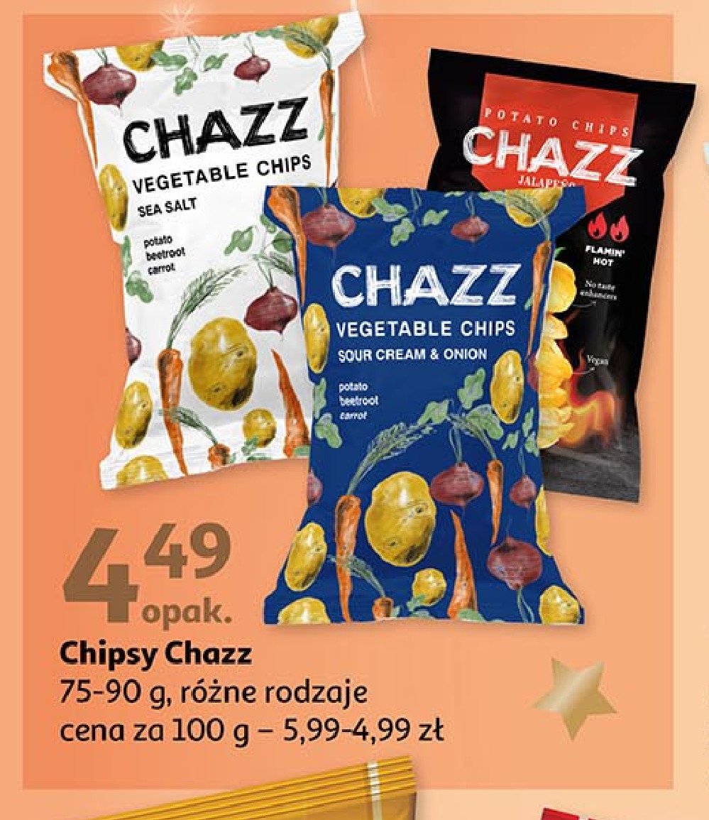 Chipsy warzywne śmietanowo ziołowe Chazz cena promocje opinie