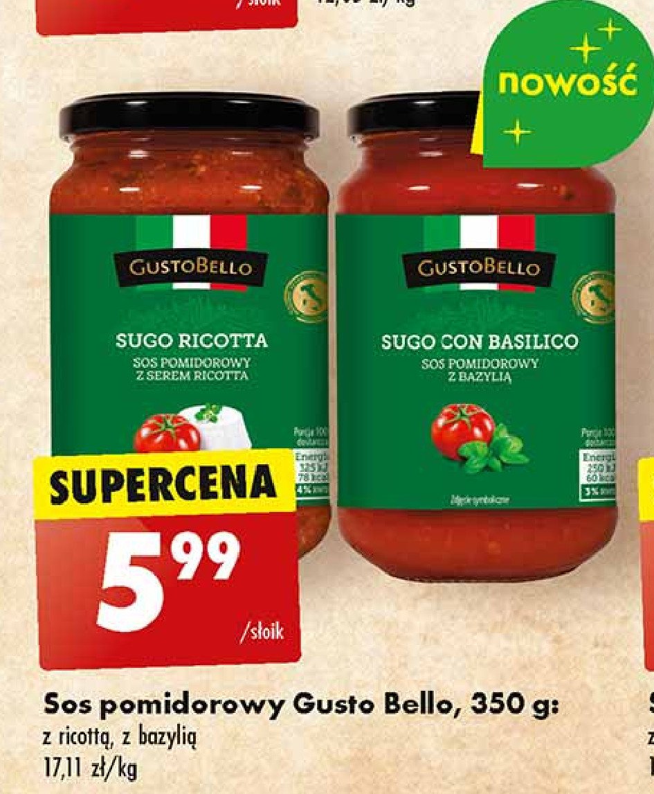 Sos Pomidorowy Z Serem Ricotta Gustobello Cena Promocje Opinie