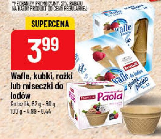 Wafle do lodów stożek pinokio Gotszlik cena promocje opinie