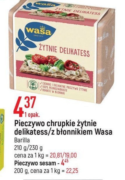 Pieczywo Chrupkie Z B Onnikiem Wasa Cena Promocje Opinie Sklep