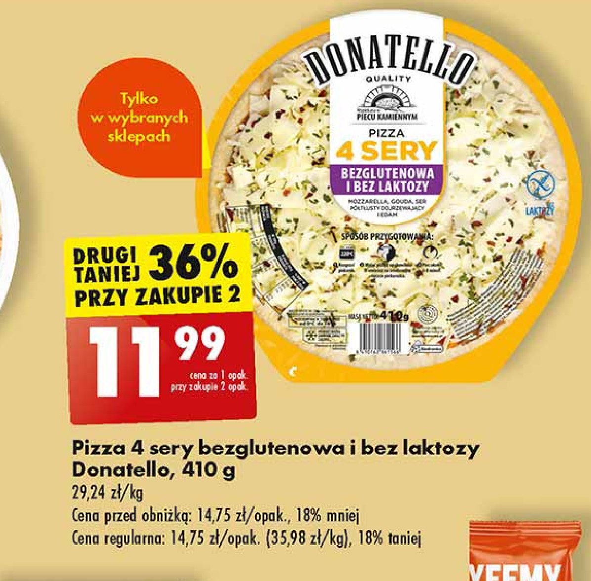 Pizza 4 Sery Bez Laktozy I Glutenu Donatello Pizza Cena Promocje