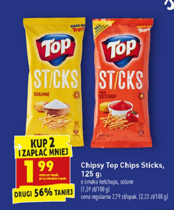 Chipsy O Smaku Ketchupowym Top Chips Sticks Top Biedronka Cena