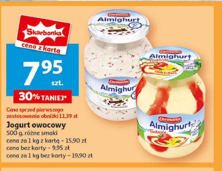 Jogurt fantasia waniliowo truskawkowy Ehrmann almighurt promocja w Auchan