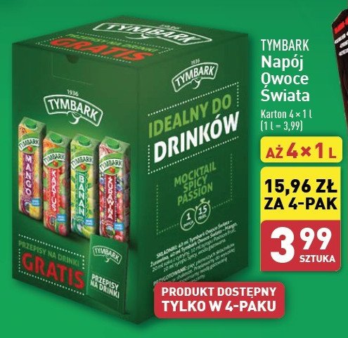 Napój mango + kaktus + banan + żurawina Tymbark owoce świata promocja