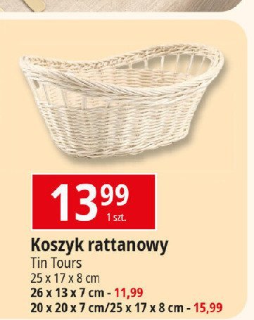 Koszyk rattanowy 25 x 17 x 8 cm Tin tours promocja