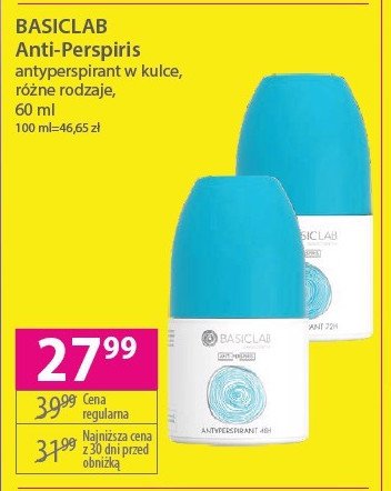 Antyperspirant 48 h Basiclab promocja