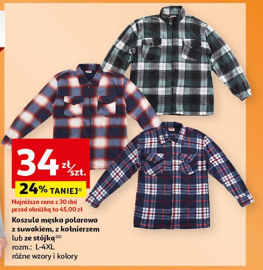 Koszula męska polar z suwakiem l-4xl promocja