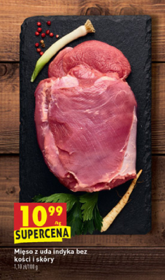 Mięso z uda indyka bez kości i skóry Stoisko mięsne promocja