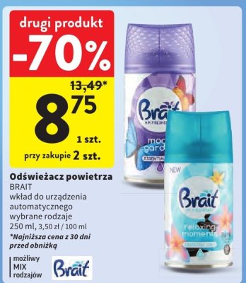 Odświeżacz powietrza BRAIT wkład do urządzenia automatycznego wybrane rodzaje 250 ml promocja w Intermarche