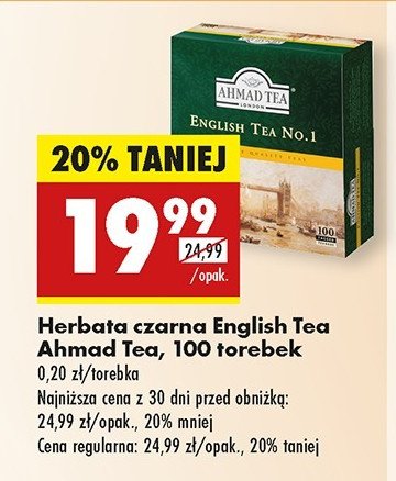Herbata ekspresowa z zawieszk膮 Ahmad tea london english tea no. 1 promocja