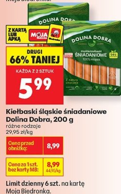Kiełbaski śląskie śniadaniowe różne rodzaje promocja w Biedronka