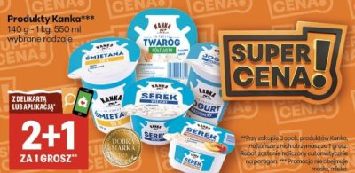 Produkty Kanka (śmietana, twarożek, serek, jogurt) promocja w Delikatesy Centrum