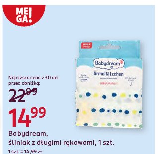 Śliniak z długimi rękawami Babydream promocja w Rossmann