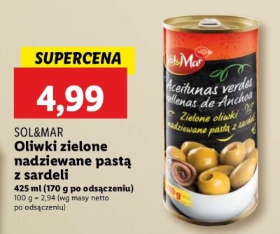 Oliwki zielone manzanilla z past膮 z asrdeli Sol&mar promocja