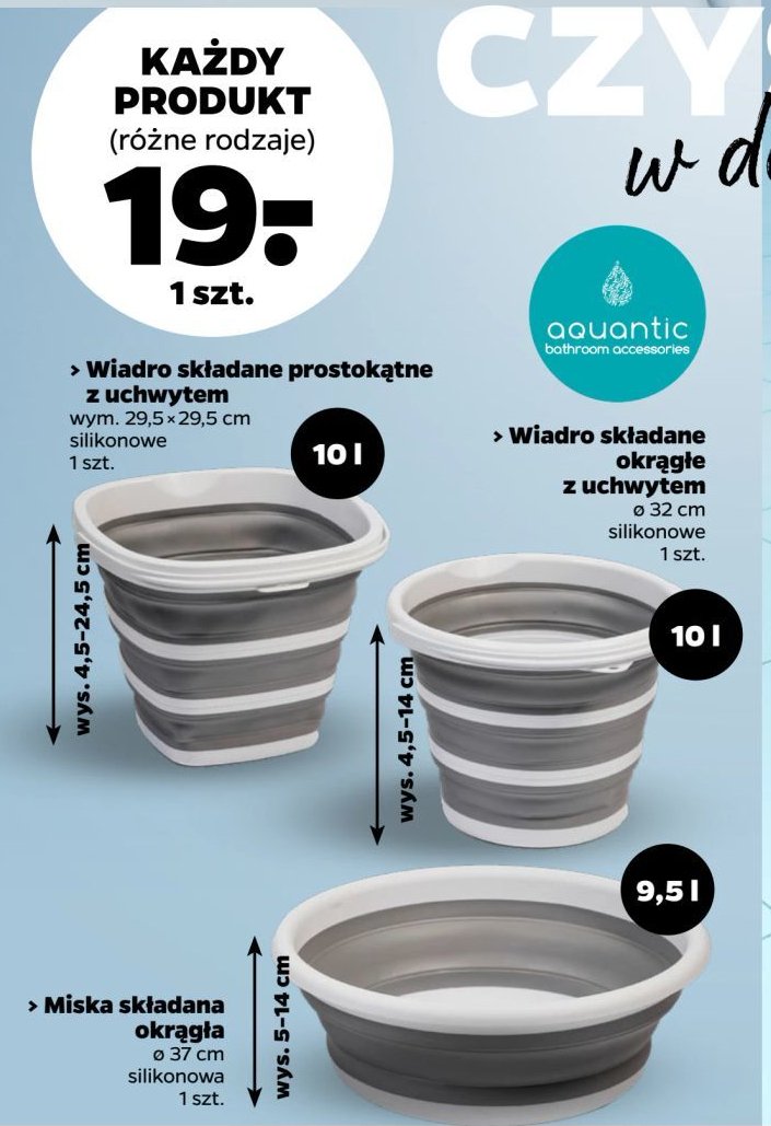 Wiadro składane z uchwytem 10 l Aquantic promocja w Netto