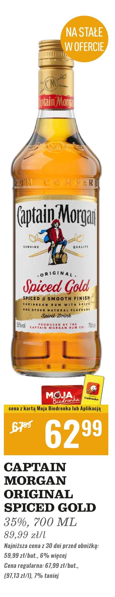 Rum Captain morgan spiced gold promocja w Biedronka