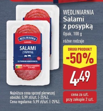 Salami w posypce paprykowej Kraina wędlin promocja w Aldi