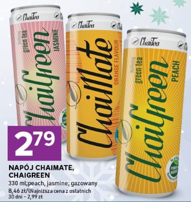 Napój Chaimate, Chaigreen peach, jasmine gazowany promocja w Stokrotka