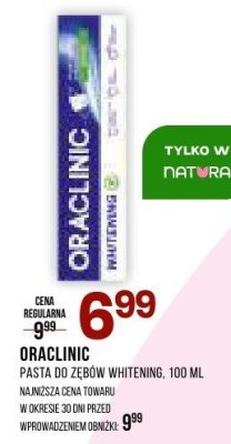 Pasta do zębów ORACLINIC WHITENING promocja w Drogerie Natura