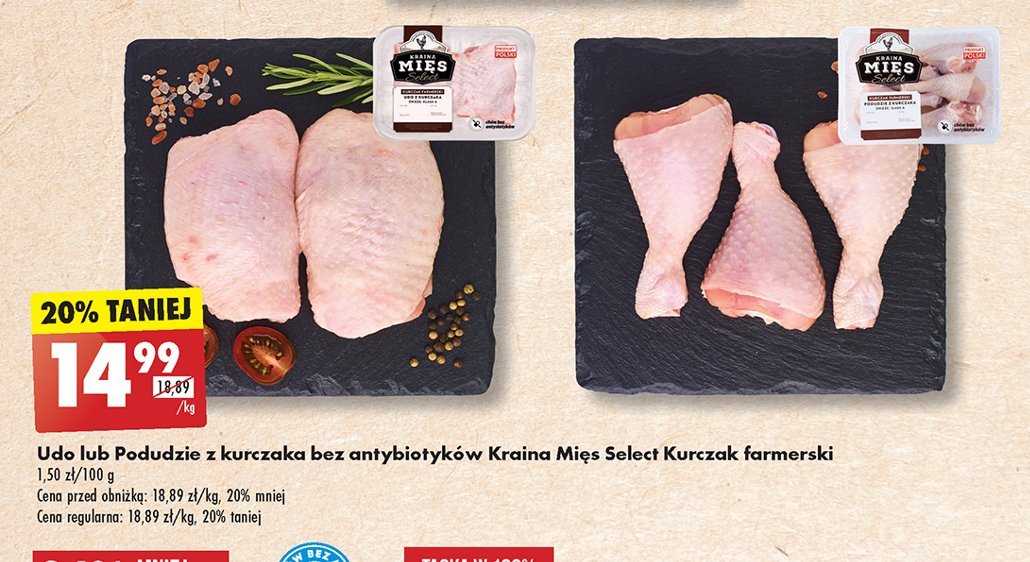 Podudzie  z kurczaka farmerskiego Kraina mięs select promocja