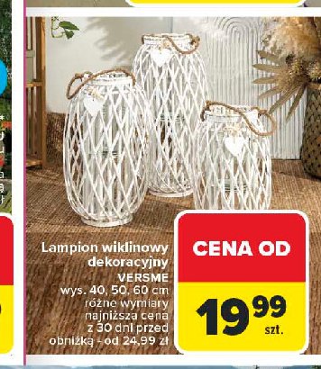 Lampion wiklinowy versme 60 cm promocja w Carrefour