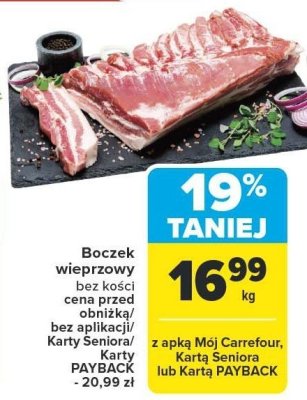 Boczek wieprzowy bez kości promocja w Carrefour Market
