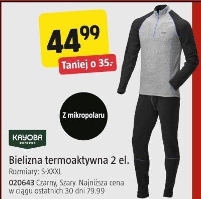 Bielizna termoaktywna 2 el. KAYOBA Rozmiary: S-XXXL promocja w Jula