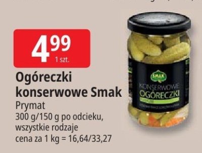 Ogóreczki konserwowe Smak Prymat promocja w Leclerc