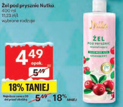 Żel pod prysznic Nutka promocja w Delikatesy Centrum