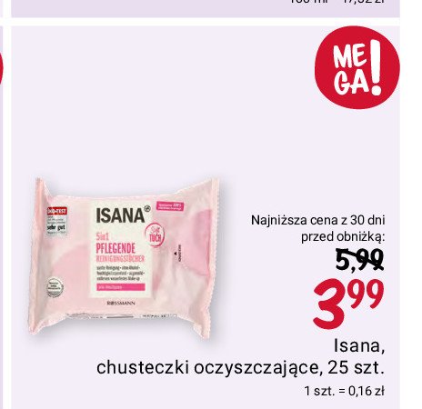 Chusteczki oczyszczające do twarzy i oczu Isana promocja