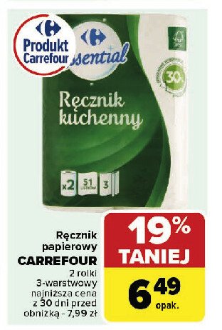 Ręczniki papierowe Carrefour essential promocja