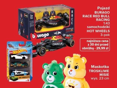 Pojazd BURAGO RACE RED BULL RACING 1:43 samochodziki HOT WHEELS 3-pak promocja w Carrefour