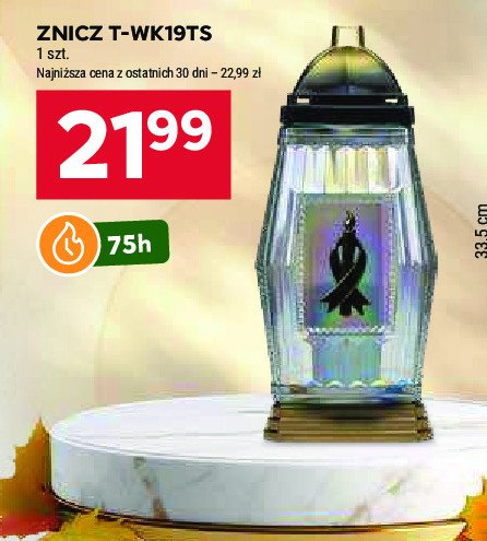 Znicz szklany t-wk19ts promocja w Stokrotka