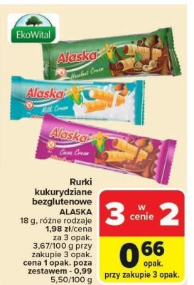 Rurki kukurydziane bezglutenowe ALASKA 18g promocja w Carrefour