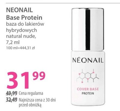 Baza NEONAIL Base Protein do lakierów hybrydowych natural nude promocja w Hebe