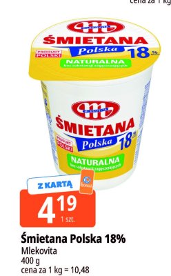 Śmietana Polska 18% Mlekovita promocja w Leclerc