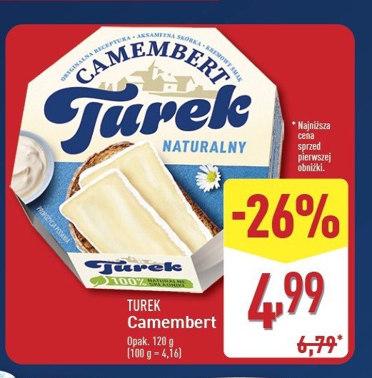 Serek camembert TUREK Turek 123 promocja w Aldi