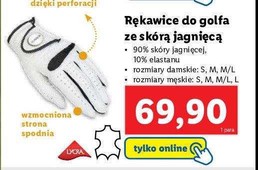Rękawica do golfa ze skórą jagnięcą męska rozm. l promocja