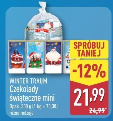 Czekolady świąteczne mini WINTER TRAUM Czekolady świąteczne mini różne rodzaje promocja w Aldi
