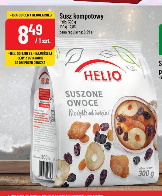 Owoce suszone Helio promocja w POLOmarket