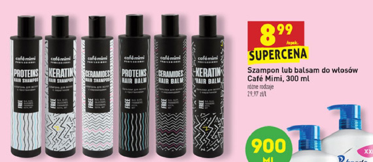 Szampon proteinowy do włosów cienkich i łamliwych Cafe mimi professional promocja
