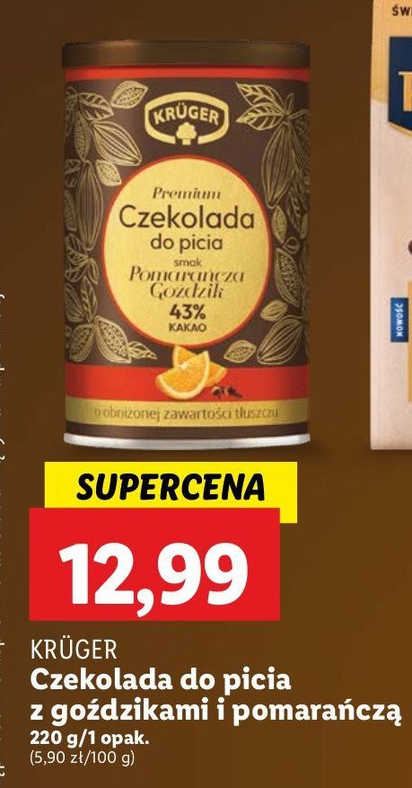 Czekolada do picia o smaku pomarańcza i goździk Kruger promocja