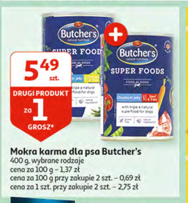 Karma dla psa z kawałkami wołowiny w galarecie Butcher's super foods promocje