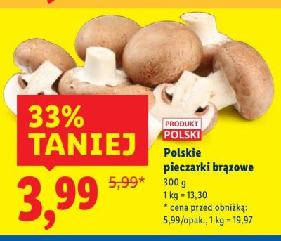 Polskie pieczarki brązowe promocja w Lidl