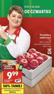 Pomidory malinowe promocja w Delikatesy Centrum