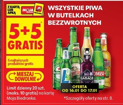 Piwo w butelkach bezzwrotnych wszystkie w butelkach promocja w Biedronka
