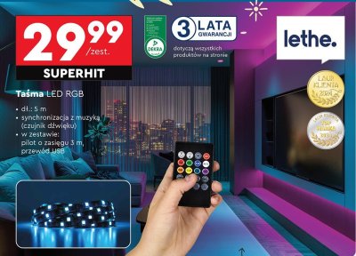 Ta艣ma led rgb la-c612 3m Vakoss promocja w Biedronka