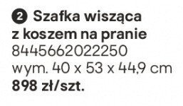 Szafka wisząca z koszem na pranie promocja w Castorama