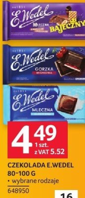 Czekolada E.Wedel 80-100 g, wybrane rodzaje promocja w Selgros